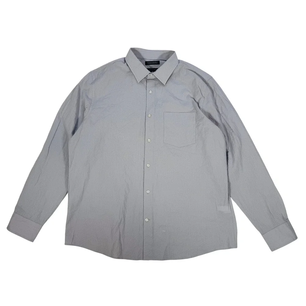 Banana Republic Men's XL Untucked Slim‎ Fit Gray Seersucker Cotton Blend Shirt